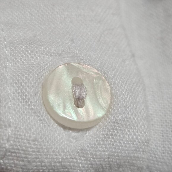 Orvis Womens Oversized White Linen Blend Button-Up Shirt - Picture 8 of 13